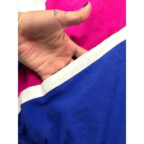 VTG Regal Windbreaker Retro Jacket Small Women's Blue Pink 90's Button Up - Picture 10 of 11